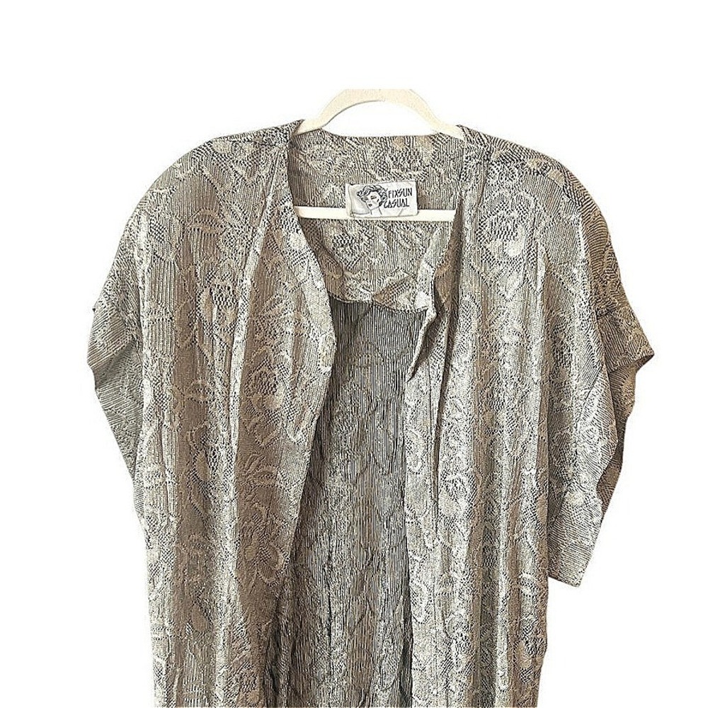 Vintage Fixsun Casual Lace Pants Set Fringe Trim Gold Boho‎ Chic Lagenlook Artsy